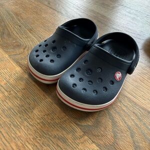 CROCS Kids Dark Blue Clogs with Red Stripe